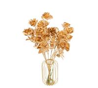 XIZHI Lot de 5 Roses artificielles à 3 têtes de Roses artificielles de 66 cm pour Bricolage, Maison, fête et décoration de Bouquet de Mariage (doré)