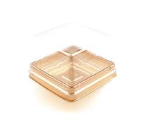 XIZHI Lot de 50 mini boîtes à gâteaux en plastique transparent de 2 cm Or 100 g.