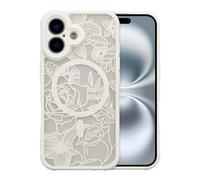 XIZYO Coque Magnétique pour iPhone 17 Compatible avec MagSafe, Housse Motif de Rose Mat Translucide, Boîtier de Protection Souple du Pare - Chocs TPU, Blanc