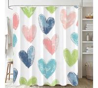 Xjaopfei Blanc Rideau Douche 200x250cm Polyester Lavable en Machine Imperméable Rideaux de Douche Amour avec œillets et 12 Crochets, Ourlet Lesté, pour Salle de Bain Domicile Baignoire Cabine J-239