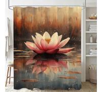 Xjaopfei Rose Rideau Douche 120x200cm Polyester Lavable en Machine Imperméable Rideaux de Douche Lotus avec œillets et 12 Crochets, Ourlet Lesté, pour Salle de Bain Domicile Baignoire Cabine J-1177