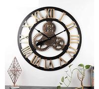 XJBTBA Grande Horloge Murale de avec Chiffres Romains - Horloges industrielles - Horloge Murale de Salon - Décoration silencieuse - Or - 1_60 cm