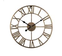 XJBTBA Grande Horloge Murale, Horloge Murale rétro en Fer avec Chiffres Romains, Horloge Murale silencieuse, adaptée pour la Cuisine, la Chambre, Le, Le salon-Gouden-40 cm (Goud+zwart 60 cm)