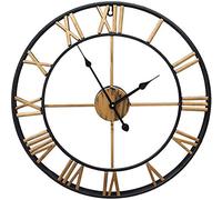 XJBTBA Grande Horloge Murale, Horloge Murale rétro en Fer avec Chiffres Romains, Horloge Murale silencieuse, adaptée pour la Cuisine, la Chambre, Le, Le salon-Gouden-40 cm (Goud+zwart 60 cm)