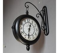 XJBTBA Horloge Murale Horloge Murale Art Clock Station Horloge Murale, Horloge Murale Double Face 30Cm, Horloge Murale Double Face Intérieur Extérieur Station Horloge Vintage Antique Look Murale