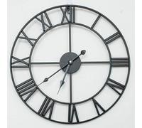 XJBTBA Horloge Murale Horloge Murale Art Horloge Murale Salon Romain Rétro Décoration en Fer Forgé Salon Horloge Murale Horloge Murale Créative Maison Art Décoration Décoration Murale Horloge, Noir 50