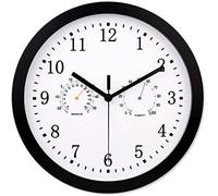 XJBTBA Horloges de d'extérieur étanches, 12 Pouces avec thermomètre hygromètre, horloges d'extérieur pour Le, Cadre métallique Mural, pointeur à Manchon en cuivre, Horloge extérieure