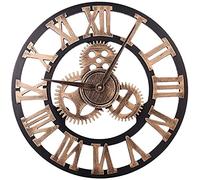 XJBTBA Horloges de d'extérieur étanches, rétro à Quartz silencieuses sans Aiguille, horloges d'extérieur pour Le, Fixation Murale, Chiffres Romains précis, Horloge extérieure en métal Ronde