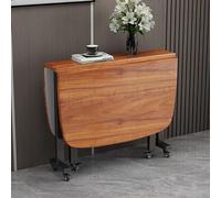 XJBTBA Table à Manger Extensible en Bois Massif avec roulettes Pliantes roulantes pour Petits espaces