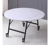 XJBTBA Table de Salle à Manger compacte, Tables de Cuisine Extensibles, Table Pliante Ronde avec 4 Roues, Pliable Polyvalente, Cadre en Tube d'acier, Meuble Peu encombrant pour Petits espaces