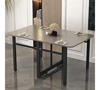 XJBTBA Table de Salle à Manger compacte, Tables de Cuisine Extensibles, Tables Pliantes en Bois Massif, Pieds réglables, Plateau Rabattable Multifonctionnel avec Support en Acier au Carbone, Peu