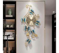 XJBWSDE Grande Horloge Murale en métal Motif Papillon, silencieuse, Fonctionne à Piles, 90 cm, idéale pour décorer Un Salon, Grande Horloge décorative de Luxe