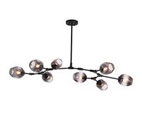 XJBWSDE Lustre Spoutnik Moderne à 6 lumières en Fer Industriel, Style Milieu du siècle, luminaire Suspendu réglable pour Couloir, Bar, Cuisine, Gris fumé, 8