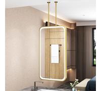 XJBWSDE Miroir de Salle de Bain avec Double Bras et éclairage LED, Miroir Mural doré pour entrée de Magasin, Miroir carré avec Cadre en métal (doré, 50 x 60 cm)