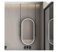 XJBWSDE Miroir Suspendu de Plafond, Cadre en métal, éclairage LED pour Salle de Bain, luminosité réglable, pour entrée, vestiaire, décoration intérieure (Noir, 50 x 80 cm)