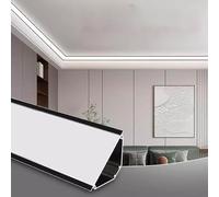 XJBWSDE Profilé d'éclairage en Aluminium Noir avec moulure couronnée, diffuseur d'éclairage indirect à LED décoratif, profilé pour plinthe/plafonnier Mural (15 m)