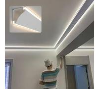 XJBWSDE Rail d'éclairage à LED pour corniche d'angle, profilé en Aluminium indirect pour Chambre et Salon, moulure couronnée, diffuseur Haut-Bas