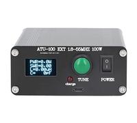 XJCX ATU-100 Tuner d'antenne automatique 1,8-50 MHz, petit accordeur d'antenne à ondes courtes ouvertes de 100 W, testeur d'antenne en alliage d'aluminium OLED de 2,4 cm avec boîtier en métal