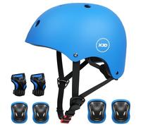 XJD Casque Vélo Enfant Sets de Protection Enfant de 3-13 Ans Genouillères Coudières Protège-Poignets Réglables Kit de Protection Filles Garçons Rollers Skate Trottinette Skateboard