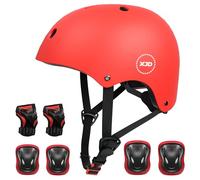 XJD Set de Protection Vélo Enfants Casque Ajustable Genouillères Coudières Protège-Poignets 7 en 1 Kit Complet de Protection Garçons Filles de 3-8 Ans pour Skateboard Trottinette BMX (Rouge)