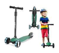 XJD Trottinette Enfant 3 Roues à partir de 2 à 8 Ans- Patinette Débutante - T-Bar Ajustable pour Garçons et Filles -Charge Jusqu’à 50 kg avec Roues Lumineuses - Guidon Détachable -Cadeau Enfant (Vert)