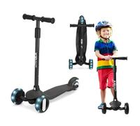 XJD Trottinette Enfant 3 Roues à partir de 2 à 8 Ans-Patinette Débutante - T-Bar Ajustable pour Garçons et Filles -Charge Jusqu’à 50 kg avec Roues Lumineuses - Guidon Détachable - Cadeau Enfant (Noir)