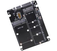 Xjdzineq Adaptateur de disque MSATA vers SATA3, double entrée pour la compatibilité de mise à niveau des ordinateurs portables/de bureau et extension de l'alimentation du disque de stockage