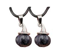 Xjdzineq Collier avec pendentif en forme de chapeau de sorcière en agate faite à la main pour Halloween, unisexe, cordon noir, collier réglable unisexe pour Halloween, pendentif citrouille et pierre