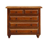 Xjdzineq Commode en bois de châtaignier à l'échelle 1/12 avec 5 tiroirs pour maisons de poupée miniatures, accessoires de rangement, meubles compacts, armoire à tiroirs miniatures en bois pour maisons