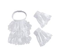 Xjdzineq Ensemble de faux manchettes et col jabot colonial en dentelle à volants victorien et médiéval pour cosplay, fêtes, col costume vintage, Combinaison blanche., taille unique