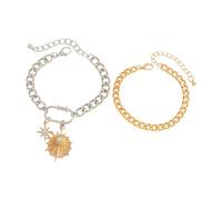 Xjdzineq Lot de 2 bracelets élégants avec breloque étoile à huit pointes et chaîne pour un usage quotidien Hip Hop