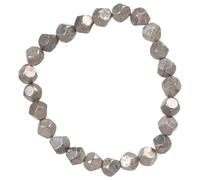 Xjdzineq Perle à facettes en pierre naturelle pyrite pour homme, longueur réglable, accessoire de poignet pour perle de pyrite irrégulière