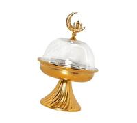 Xjdzineq Plateaux de service pour collations de style Moyen-Orient, base en plastique solide et support en métal stable, assiette de service Eid Feier, assiette à dessert du Moyen-Orient