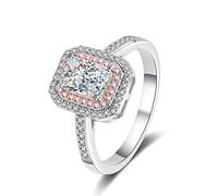 XJEIVJIC Affaire de mariage pour femmes, anneaux d'anniversaire pour femmes avec la moitié de l'éternité du carré de zircone Moisanite/Cubic