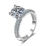 XJEIVJIC Allocations de mariage pour femmes, promettre en sonnez les femmes avec des monses Moissanite/Cubic Zirconia quatre griffes rondes