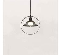 XJEIVJIC American Iron Pendant Lamp - Simple Modern Black Hanging Lighting with Industrial E27 Socket for Bar and Restaurant