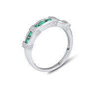 XJEIVJIC Anneau pur pour les femmes Spinelle verte brillante Blanc Cubic Zirconia Party délicat fin