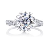 XJEIVJIC / Bagues de fiançailles Moisanite blanches pour femmes, bagues de mariage à griffe de cœur pour bague de fiançailles des femmes