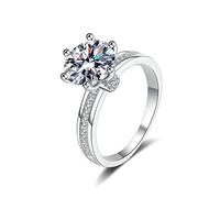 XJEIVJIC Bagues de fiançailles pour femmes, anneaux de mariage pour les femmes atteintes de zircone cubique/Moissanite à moitié éternité