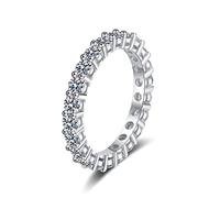 XJEIVJIC Band de mariage pour femmes, bague de fiançailles des femmes avec une éternité Moisanite 2.2Ct