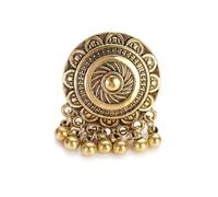 XJEIVJIC Bohemian Flower Statement Anneau pour les femmes Cluster Vintage Jhumka Jhumki Déclaration Tassel Sangling Ball Open Dinger Band Mariage Ajustement Indian Bollywood Robe Accessories