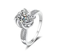 XJEIVJIC Bonnes de fiançailles pour elle, éternité de mariage Femmes avec de la zircone cubique/fleur Moisanite