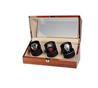 XJEIVJIC Chandelier Automatic Watch Winders Box, Watch Winder pour 6 espaces de Rangement, avec Coussin de Montre Souple Doux, câble USB pour Une Alimentation Portable (Cuir Noir A) Chandelier