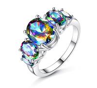 XJEIVJIC Colorful Oval Cubic Zirconia Mariage de mariage Bride Bridal