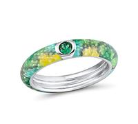 XJEIVJIC For Women Purple Green Colorful Enamel Ring Eternity Ring Handmade