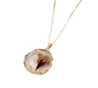XJEIVJIC JZWCHQ Fleurs pressées séchées pour Femmes et Filles, Fleurs séchées Collier Pendentif Cercle irrégulier Fleur Fraîche conservée, Collier Ne m'oubliez pas, Fleur pressée