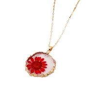 XJEIVJIC JZWCHQ Fleurs pressées séchées pour Femmes et Filles, Fleurs séchées Collier Pendentif Cercle irrégulier Fleur Fraîche conservée, Collier Ne m'oubliez pas, Fleur pressée