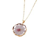 XJEIVJIC JZWCHQ Fleurs pressées séchées pour Femmes et Filles, Fleurs séchées Collier Pendentif Cercle irrégulier Fleur Fraîche conservée, Collier Ne m'oubliez pas, Fleur pressée