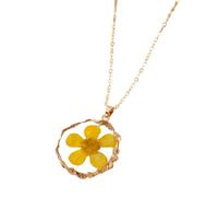 XJEIVJIC JZWCHQ Fleurs pressées séchées pour Femmes et Filles, Fleurs séchées Collier Pendentif Cercle irrégulier Fleur Fraîche conservée, Collier Ne m'oubliez pas, Fleur pressée