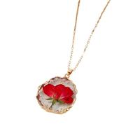 XJEIVJIC JZWCHQ Fleurs pressées séchées pour Femmes et Filles, Fleurs séchées Collier Pendentif Cercle irrégulier Fleur Fraîche conservée, Collier Ne m'oubliez pas, Fleur pressée